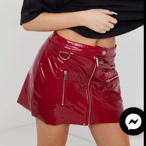 GARAGE vinyl red shirt with silver details -worn once excellent condition